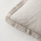 MIULEE Linen Fringe Decorative Euro Pillow Covers Natural Beige 22x22 - Image 3