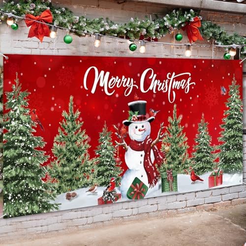 WovWeave 6 x 13 Ft Snowman Garage Door Cover, Red Christmas Forest - Image 7
