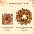 Fall Wreaths for Front Door 24 Inch Whimsical Fox Fall Foor Wreath - Image 5