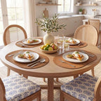 MOSAYT Vinyl Faux Leather Oval Placemats, Set of 8, Reddish Brown - Image 2