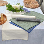 Dining Table Placemats with Decorative Stitched Edge Textured Cotton Kitchen Cloth Table Mats Machine Washable Woven Fabric Dinner Mats Washable Table Plate Mats Green 14”x20” Set of 4 - Image 5