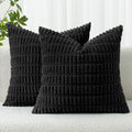 MIULEE Euro Sham Corduroy Decorative Throw Pillow Covers 24x24 Black by MIULEE