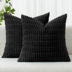 MIULEE Euro Sham Corduroy Decorative Throw Pillow Covers 24x24 Black by MIULEE