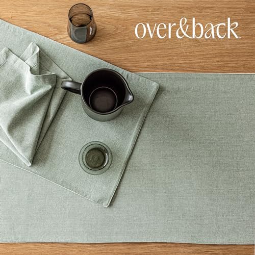 Over&Back 18x108 Woven Chambray Cotton Table Runner - Washable Table Runners for a Custom Home Decor Tablescape - Coffee Table, Dinner Table, Living Room - Green - Image 6