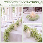 Thiccywoov 3 Pcs Artificial Baby Breath Table Runner Babys Breath Garland - Image 5