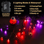 Timer & 8 Modes 9 FT 72 LED Willow Vine Twig Decor Garland with Orange & Purple Lights, Battery Operated Indoor Halloween Decor for Home Mantle Fireplace - Image 5