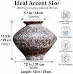 Wabi Sabi Rusty Vintage Vase, 11.4" Tall Wabi Sabi Decor Rustic Farmhouse Pottery Vase for Centerpiece, Textured Pottery Flower Vases for Home Decorative, Table, Living Room (Rusty White, Large) - Image 2
