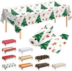 54 Inch X 100 Feet Plastic Table Cover Roll Disposable Christmas Tablecloth Christmas Tree Plastic Table Covers for Christmas Party Decorations by JHDZDHY