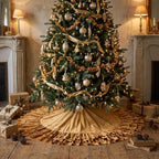Hollowfly 48 Inch Ruffled Velvet Christmas Tree Skirts Gold Tree Skirt - Image 4