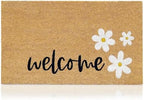 Coir Welcome Mat, Non-Slip, Welcome Daisies, 17 x 29 in by AmaruDoorMats