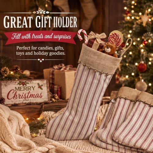 Skylety 4 Pack Christmas Stockings 20 Inch Red Stripe Christmas Stockings - Image 7