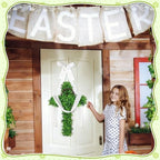 Zeyune Large He is Risen Cross Wreath Green Faux Plant Wooden Design Foldable Easter Door Wreath Decoration for Front Door Christian Faith Hanging for Spring Home Porch Farmhouse - Image 6