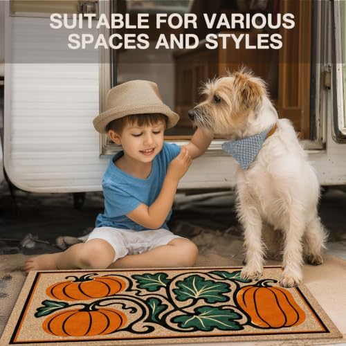 Rustic Fall Pumpkin Faux Coco Coir Doormat Door Mat 17x30 - Image 5