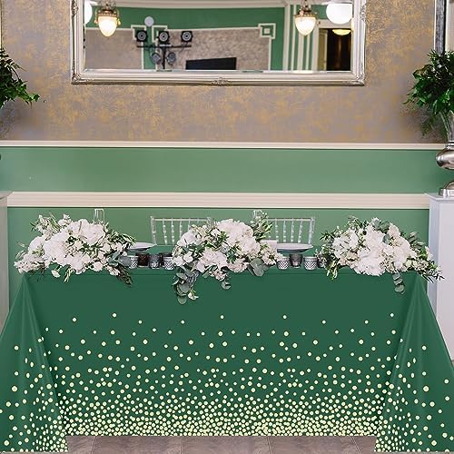 Tegeme 12 Pcs Green and Gold Plastic Tablecloths for Party Disposable - Image 6