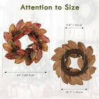 Briful 24 Inch Artificial Magnolia Leaves Wreath with Pinecones - Image 2