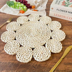 IcosaMro 13.8" Boho Placemats Set of 6 Round Woven Placemats Natural Table Place Mats for Dinning Table Indoor & Outdoor Wicker Wicker Charger Plates for Wedding Christmas Thanksgiving Events - Image 2