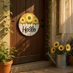 Classroom welcome sign Teacher door sign Gift for Teacher (UV62-Sunflower Hello, 18" Width) - Image 2