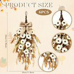 2 PCS 24'' Fall Teardrop Wreath Boho Pampas Grass Wags for Front Door - Image 3