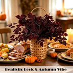 8pcs 24in Artificial Cimicifuga Plum Leaves Stem Fall Autumn Harvest Decor - Image 7