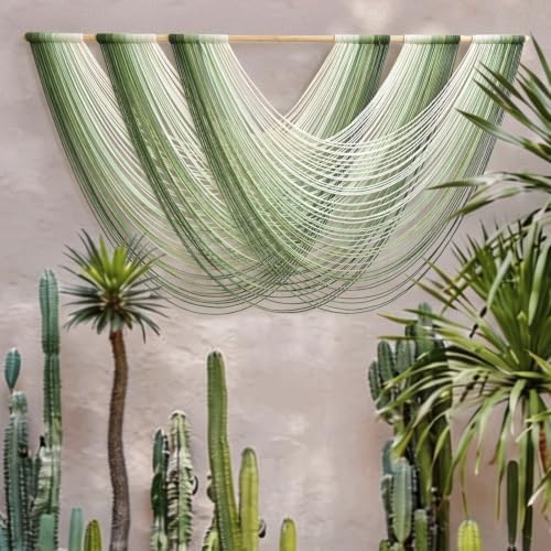 Macrame Wall Hanging Large Dip Dyed Boho Green Wall Art Decor 57"W*31"L by FLBER