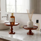 Candle Holders for Candlesticks – Boho Set of 2 Five-Petal Flower-Shaped Bamboo & Wood Candlesticks, Spacious Top Tray Fits Large Pillar Candles & Holds Decor, Rustic Table Centerpiece - Image 5