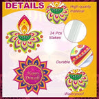 12 Pcs Happy Diwali Yard Sign Lawn Lights Festival Party Signs Decor with 24 Pcs Lawn Stakes Waterproof Happy Diwali Outdoor Decorations for Indian Deepavali Holiday Garden Yard Decor - Image 4