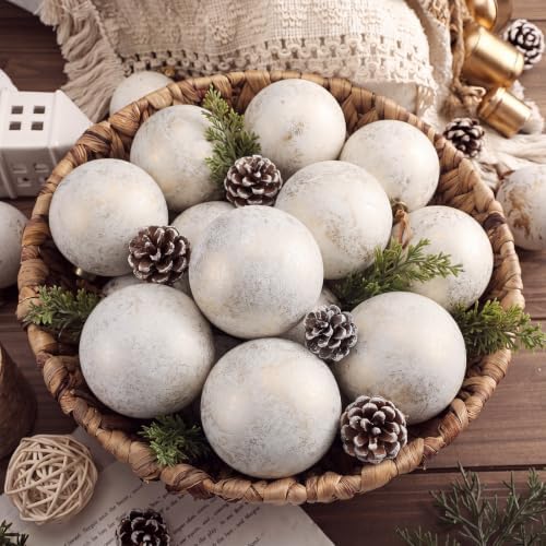 Yunlly 12 Pcs Neutral Christmas Ornament, Ivory White, 4'' - Image 5