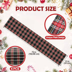 HunnmingRe 6 Pcs Red and Green Christmas Tartan Plaid Table Runner 13 x 72 - Image 2