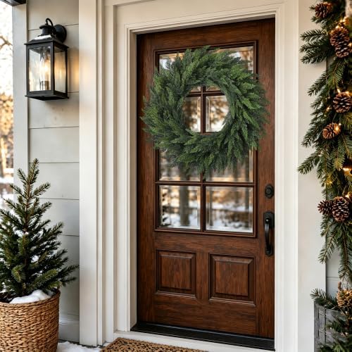 32'' Extra Large Cedar Wreath for Front Door, Faux Christmas Door Wreath - Image 2