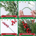 Cedar Stems Artificial Norfolk Pine Branches for Christmas Decor, 12 PCS Fake Pine Stems with 3 PCS Red Berries Branches Realistic Fake Plants Faux Greenery for Vases DIY Garland Xmas Table Indoor - Image 6