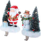 2 Set Christmas Snowman Stocking Holders for Fireplace Mantle Garland Mantel Clips Stocking Hook Santa Claus Stocking Hangers Holiday Decor (2,C- Santa Claus) - Image 2