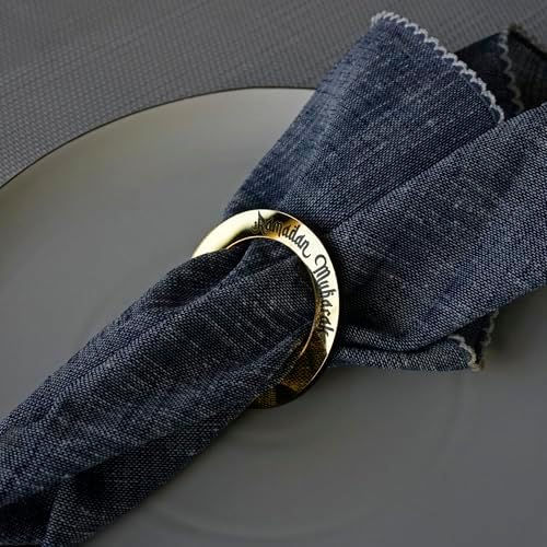 6 Pcs Ramadan Napkin Rings Ramadan Mubarak Islamic Table Decor Eid Decoration Napkin Holder Iftar Party Muslim Gift (Gold) - Image 5