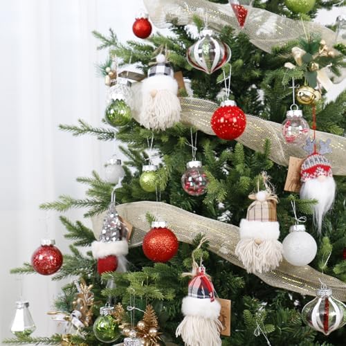 34PCS Red/Green/White Christmas Ball Ornaments Set for Tree Decor - Image 5