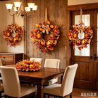 4 Pcs Small Fall Hanging Wreaths with Artificial Autumn Eucalyptus Leaves Mini Pumpkins Berry Clusters Burlap Ribbon Mini Cabinet Wreath for Home Kitchen Farmhouse Thanksgiving Harvest Party Decor - Image 7