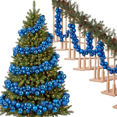 Silipull 5 Pcs 2.3 ft Large Christmas Ball Garland Ornaments, Blue by Silipull