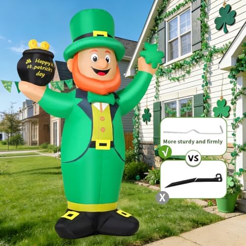 COMIN 7.2 FT St. Patricks Day Inflatables Irish Leprechaun Money Jar with Built-in LEDs for Indoor Party Garden Lawn Decor - Image 5