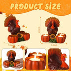 Thanksgiving Turkey Tealight Candle Holder with 3 Pumpkin - Image 4