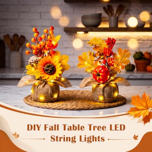 Giegxin 12 Pack Fall Decor Table Centerpiece with 120 LEDs, Delicate - Image 3