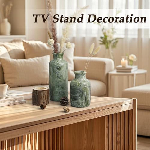 YMXYJM Resin 3 Piece Decorative Vase Set, Sage Green Farmhouse Home Decor - Image 5