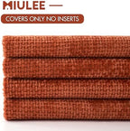 MIULEE Decorative Chenille Fall Pillow Covers Burnt Orange 16x16 Pack of 4 - Image 6