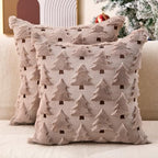Allorry Christmas Pillow Covers 20x20 inch Set of 2 Grey Christmas Decorations Soft Plush Faux Fur Wool Christmas Tree Throw Pillow Cases Winter Holiday Decor for Sofa Living Room PT002I20 by Allorry