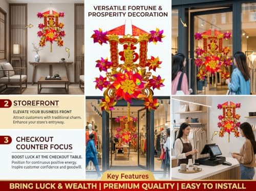 Traditional Chinese Windmill, Golden Lucky Blessing Ornament, Gifts for Prosperity Decor for Home Office Shop Front Countertop, Auspicious Gift for Business Display.Chinese new Year Decorations - Image 2
