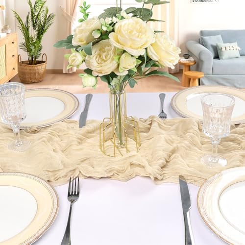12 Pack 10Ft Beige Cheesecloth Table Runner 23 x 120 Inch - Image 4