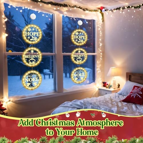 Retisee Joy Christmas Window Lights 6.3 Inch LED Sign with Timer,Stylish - Image 6