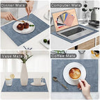 Homaxy PU Faux Leather Placemats for Dining Table, Set of 12, Blue - Image 6