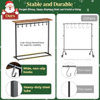 LAND·VOI 2-in-1 Woodtop Christmas Stocking Holder, Free Standing Display Shelf for Gifts & Treats, Stocking Stand with 8 Removable Hooks, Stable Base & Adjustable Feet, Black and Rustic - Image 4