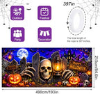 7x16FT Halloween Skull Garage Door Banner Skeleton Skull Happy Hallowen Garage Door Cover Decoration for Hallowen Decoration - Image 4