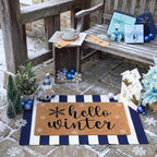 Moucuny 2 Pcs Hello Winter Coir Doormat Outdoor,Snowflake Mats,Non Slip - Image 4