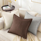 decorUhome Fall Corduroy Dark Brown Throw Pillow Covers 24x24 Set of 2 - Image 4