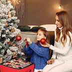 Christmas Ornament Storage Box, 4 Individual Trays Xmas Storage Container, Fits 64 Ornaments Decoration Balls, Constructed of Durable Polyester Material (Red) - Image 3